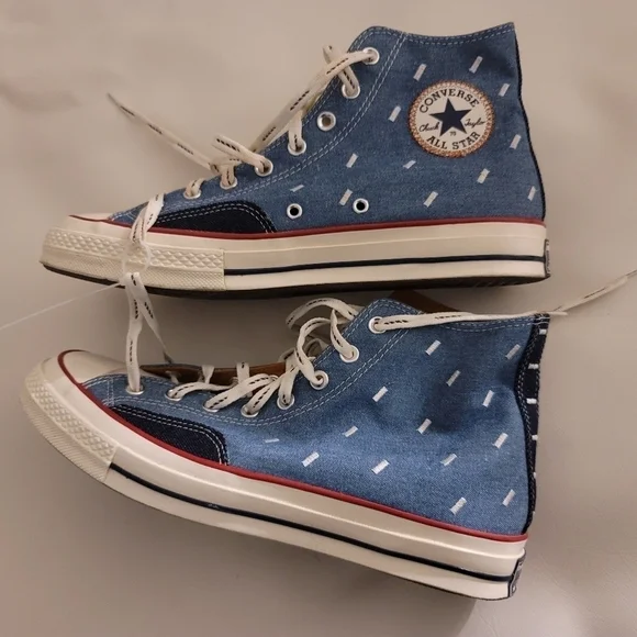 Chuck Taylor Denim  Men's High Top Converse Size 10.5 - Picture 3 of 8